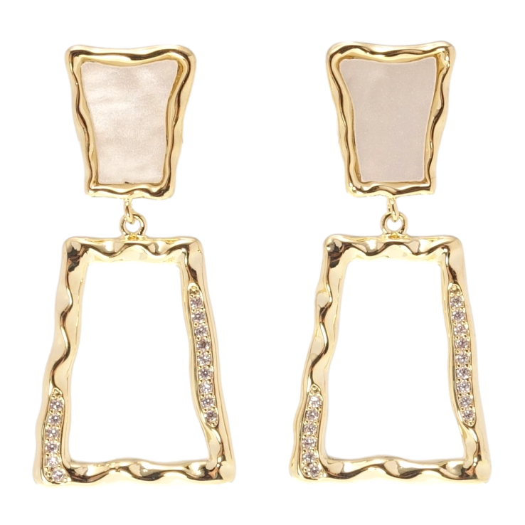 Сережки Xuping QQMM Позолота 14K пусети Перламутрові вставки на один бік фото №12