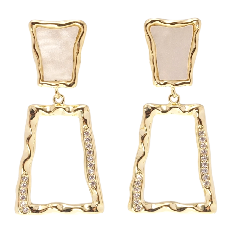 Серьги Xuping QQMM Позолота 14K пусеты Перламутровые вставки на одну сторону фото №24