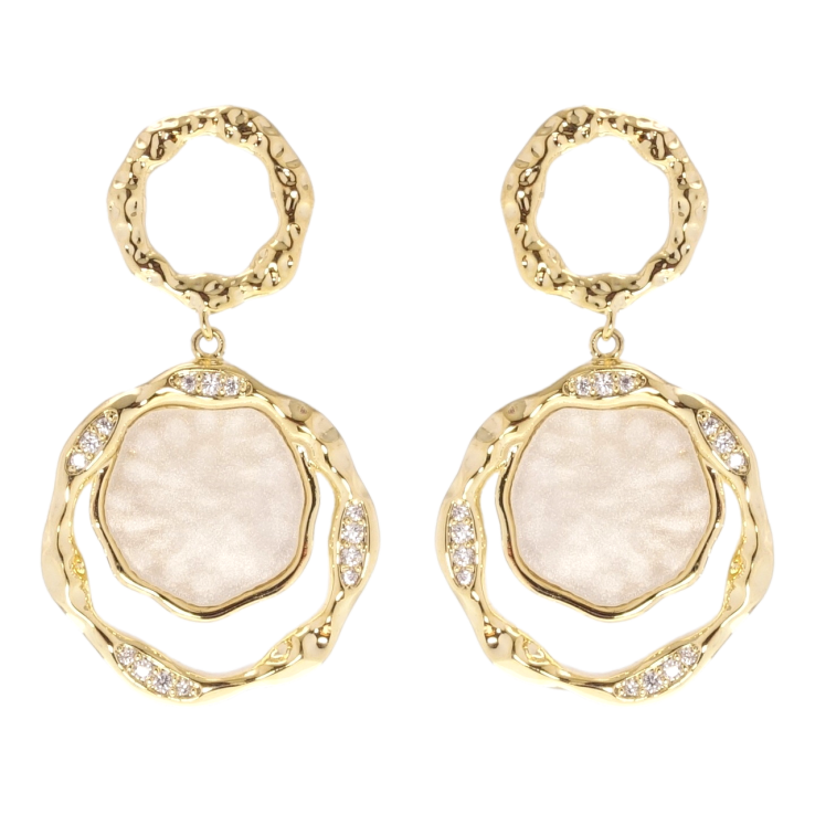 Сережки Xuping QQMM Позолота 14K пусети Круглі підвіски з перламутровими вставками фото №9