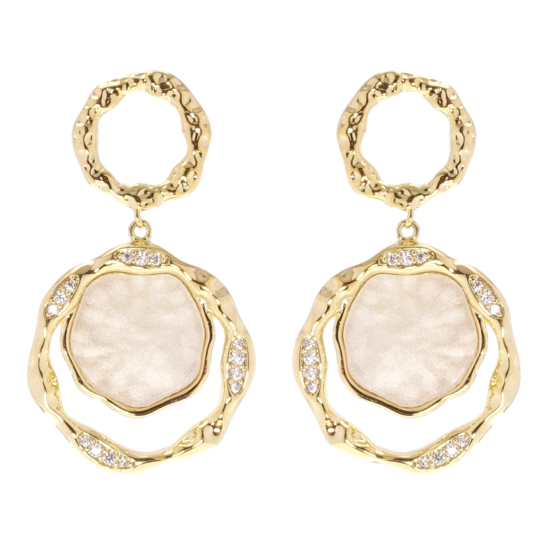 Серьги Xuping QQMM Позолота 14K пусеты Круглые подвески с перламутровыми вставками фото №1