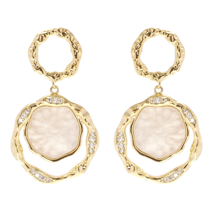 Сережки Xuping QQMM Позолота 14K пусети Круглі підвіски з перламутровими вставками фото №1