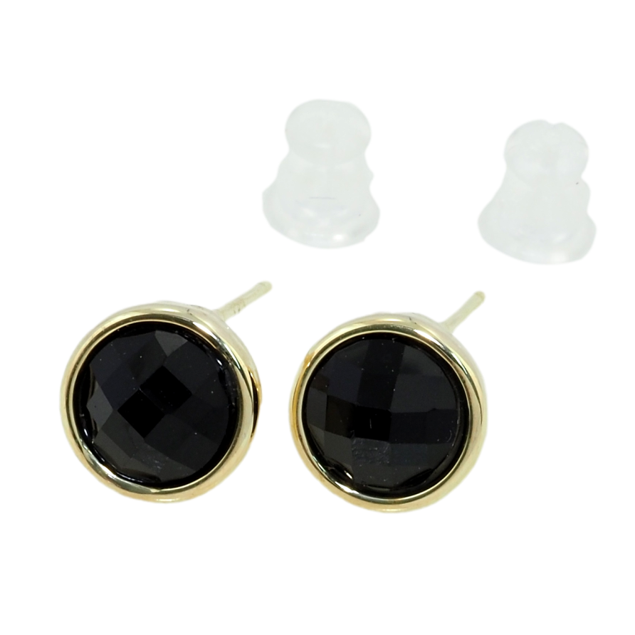 Сережки Xuping QQMM Позолота 14K пусети Чорні фіаніти ø 9мм фото №1