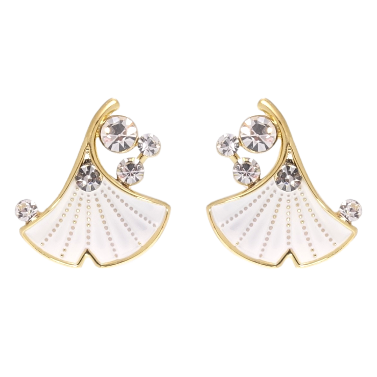 Сережки Xuping QQMM Позолота 14K пусети Листики з цирконієм фото №4