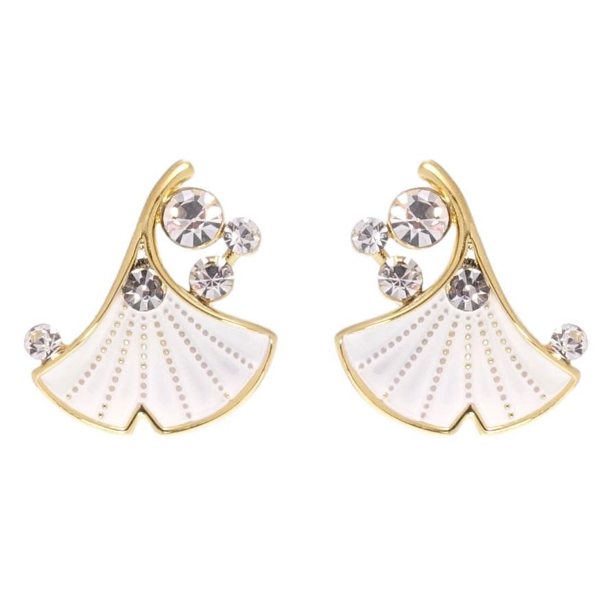 Сережки Xuping QQMM Позолота 14K пусети Листики з цирконієм фото №1