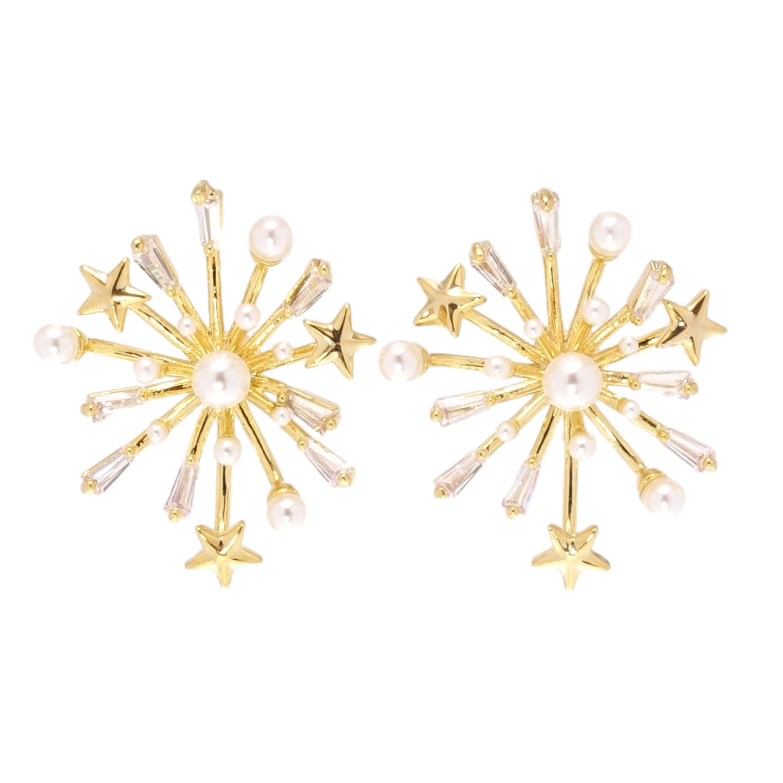 Серьги Xuping QQMM Позолота 14K пусеты Фейерверки фото №1