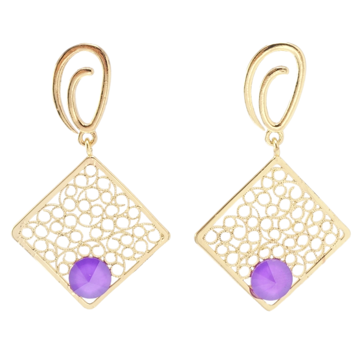 Сережки Xuping QQMM Позолота 14K пусети Ажурні підвіски фіанітами фото №16