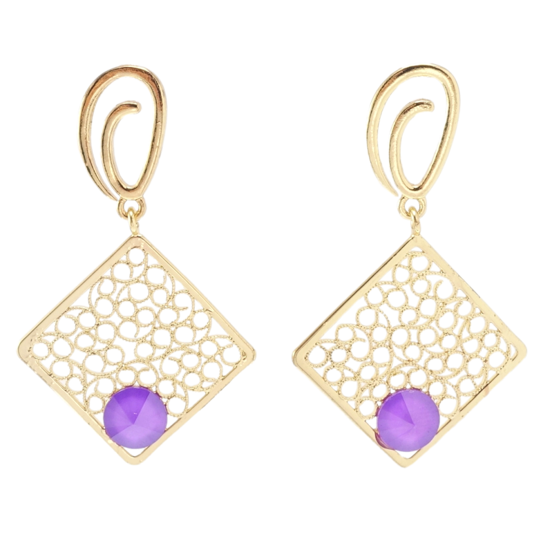 Сережки Xuping QQMM Позолота 14K пусети Ажурні підвіски фіанітами фото №1