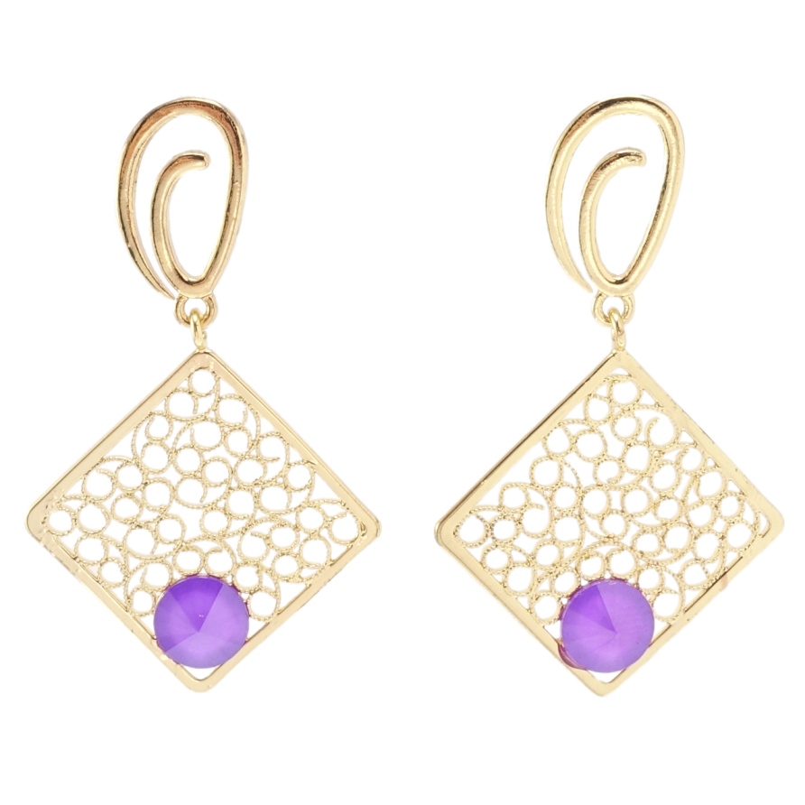 Сережки Xuping QQMM Позолота 14K пусети Ажурні підвіски фіанітами фото №1