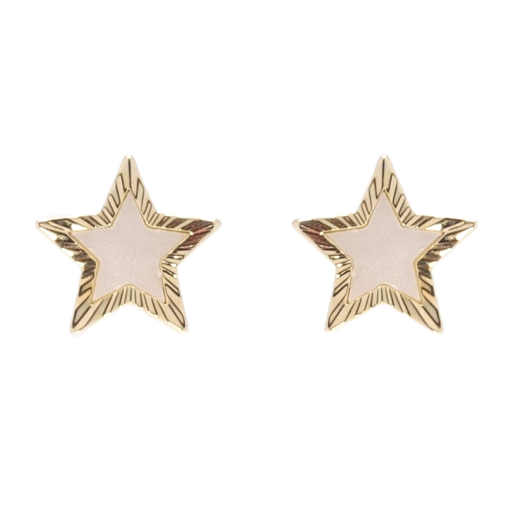 Сережки Xuping QQMM Позолота 14K пусети Зірки з перламутровими вставками фото №8