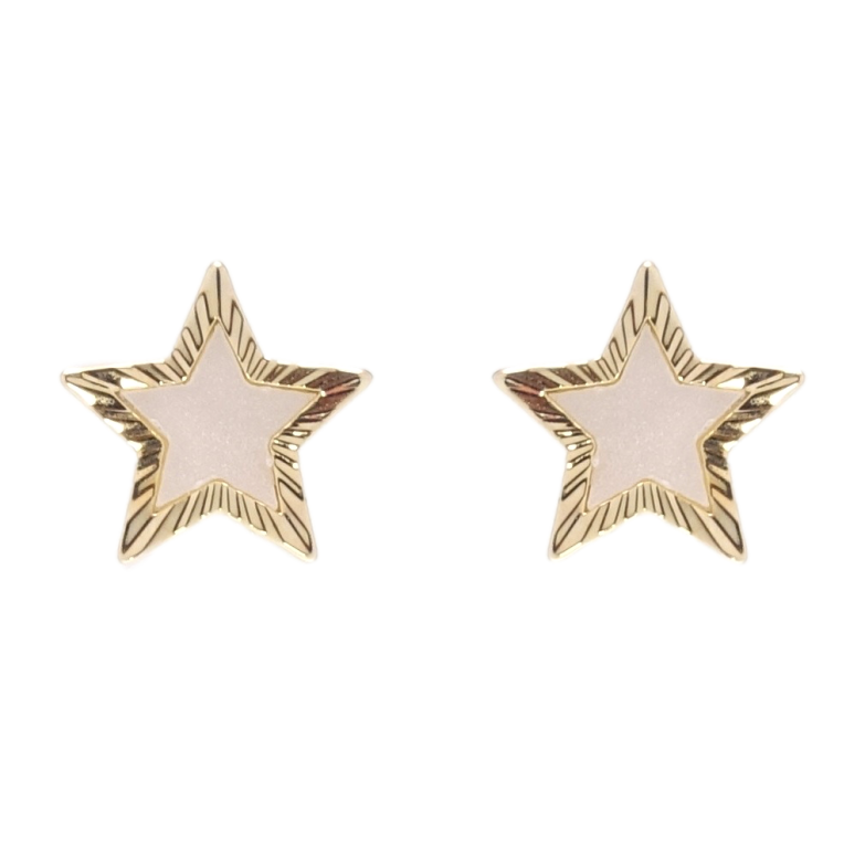 Серьги Xuping QQMM Позолота 14K пусеты Звезды с перламутровыми вставками фото №1