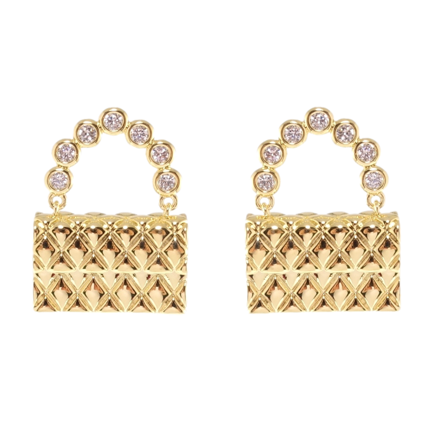 Сережки Xuping QQMM Позолота 14K пусети Сумочки фото №1