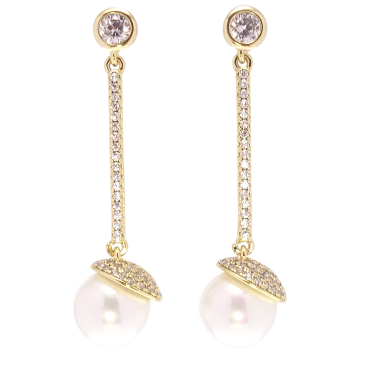 Сережки Xuping QQMM Позолота 14K пусети Перлинні підвіски фото №10