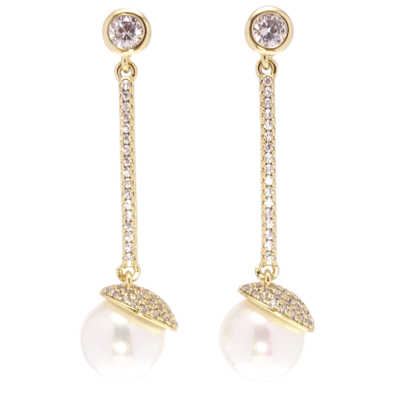 Сережки Xuping QQMM Позолота 14K пусети Перлинні підвіски фото №1