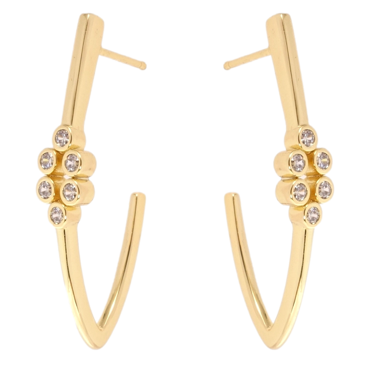 Сережки Xuping QQMM Позолота 14K пусети Скоби з цирконієм фото №22