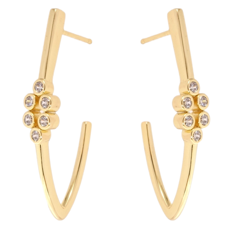 Серьги Xuping QQMM Позолота 14K пусеты Скобы с цирконием фото №1