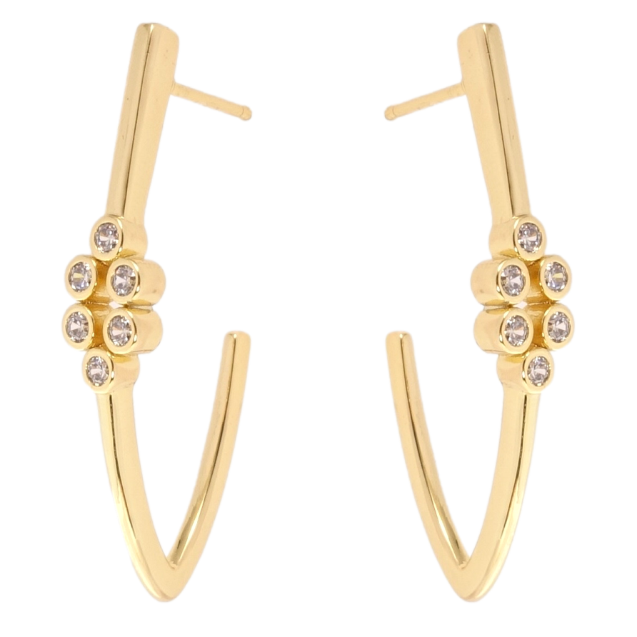 Сережки Xuping QQMM Позолота 14K пусети Скоби з цирконієм фото №1