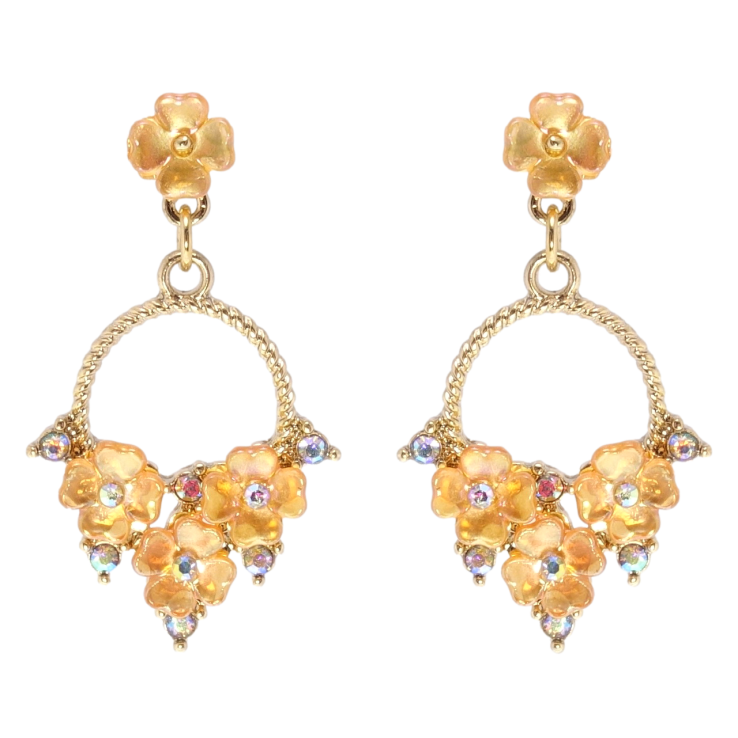 Сережки Xuping QQMM Позолота 14K пусети колечки з перламутровими квіточками фото №14