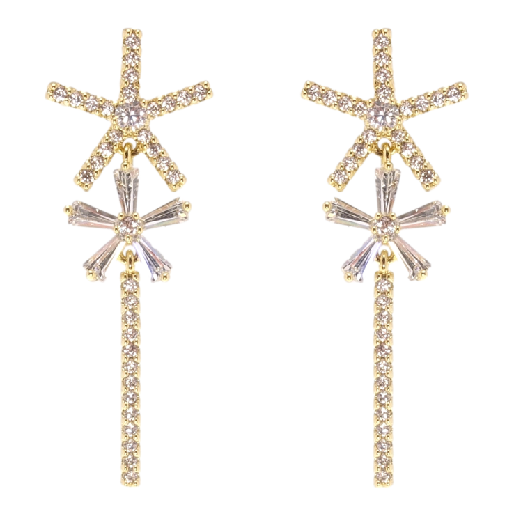 Сережки Xuping QQMM Позолота 14K пусети Зірочки інкрустація цирконієм фото №6