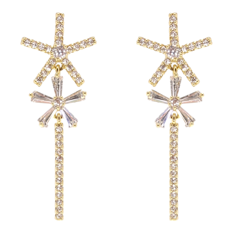 Сережки Xuping QQMM Позолота 14K пусети Зірочки інкрустація цирконієм фото №21