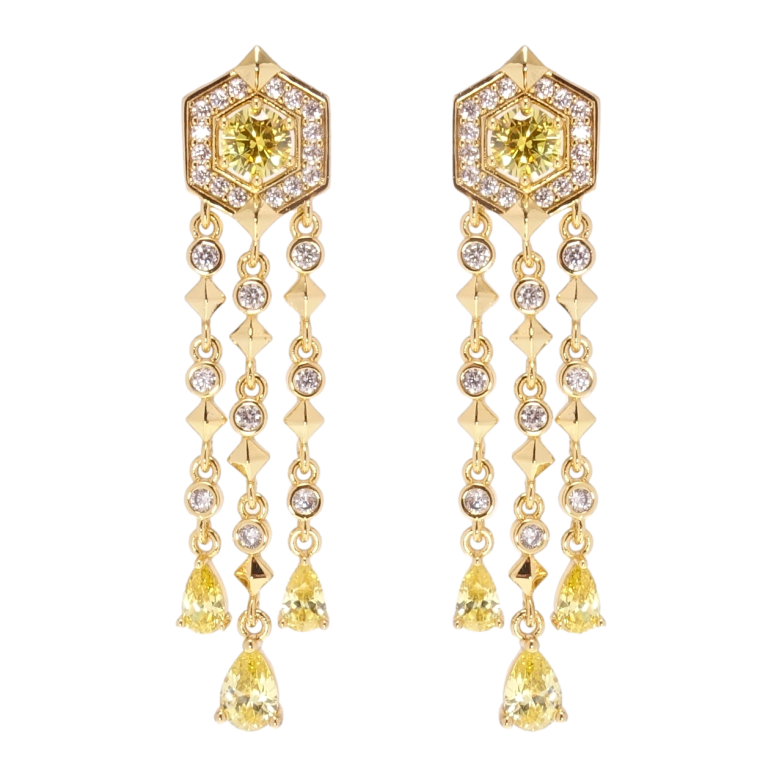 Сережки Xuping QQMM Позолота 14K пусети Підвіски з інкрустацією біло-жовтими фото №1