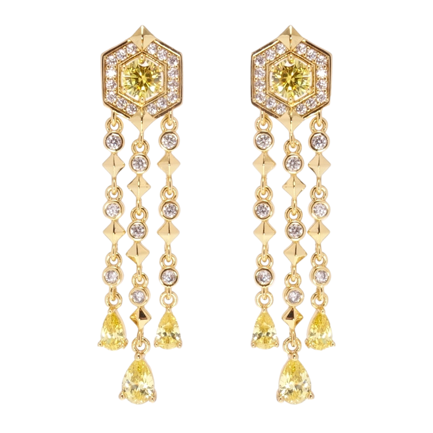 Сережки Xuping QQMM Позолота 14K пусети Підвіски з інкрустацією біло-жовтими фото №1