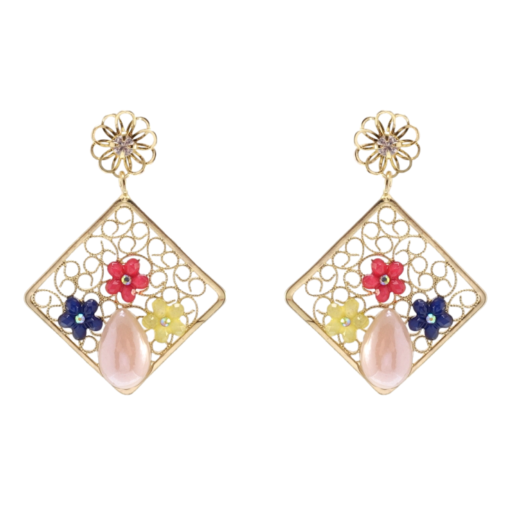 Сережки Xuping QQMM Позолота 14K пусети Ажурні підвіски з квітковим візерунком фото №18