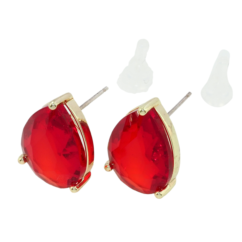 Серьги Xuping QQMM Позолота 14K пусеты Красные фианиты фото №7