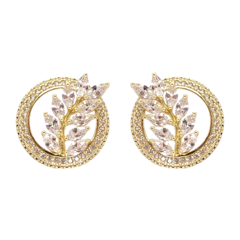 Серьги Xuping QQMM Позолота 14K пусеты Кристальные веточки фото №1