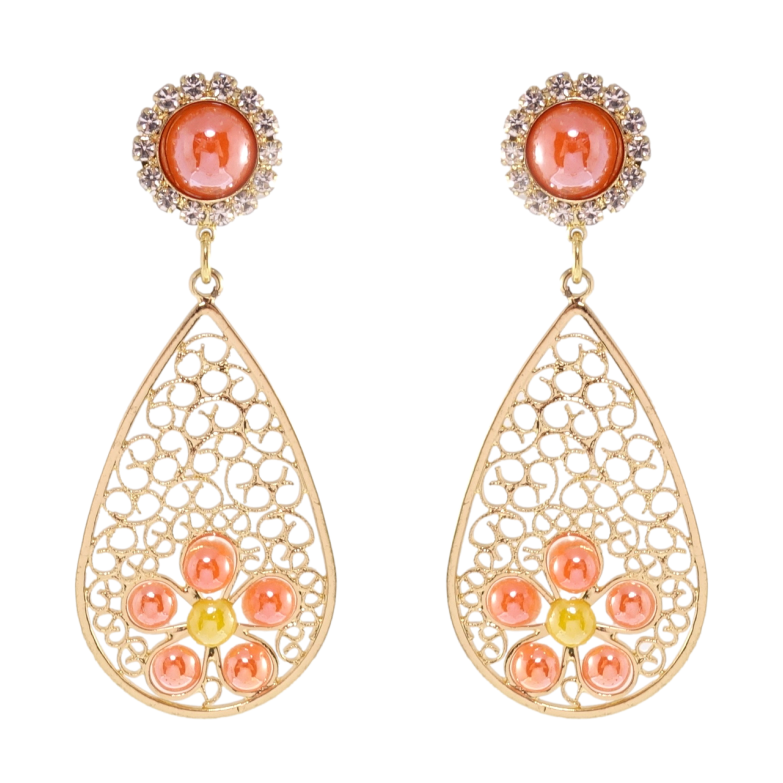 Сережки Xuping QQMM Позолота 14K пусети Ажурні підвіски з квіточками фото №1