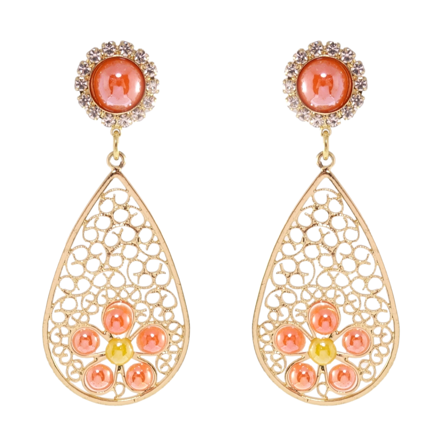 Сережки Xuping QQMM Позолота 14K пусети Ажурні підвіски з квіточками фото №1