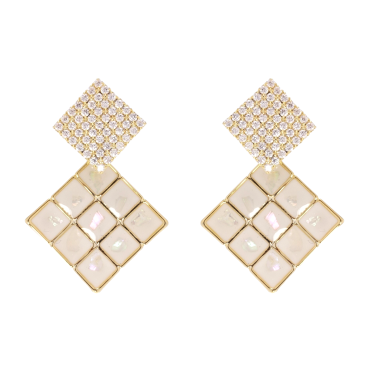 Сережки Xuping QQMM Позолота 14K пусети Ромбові підвіски фото №5