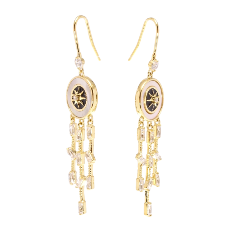 Сережки Xuping QQMM Позолота 14K французький замок Декоративні підвіски з перламутровими вставками фото №4