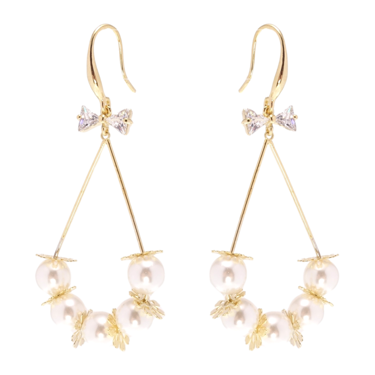 Сережки Xuping QQMM Позолота 14K французький замок Перлинні підвіски фото №2