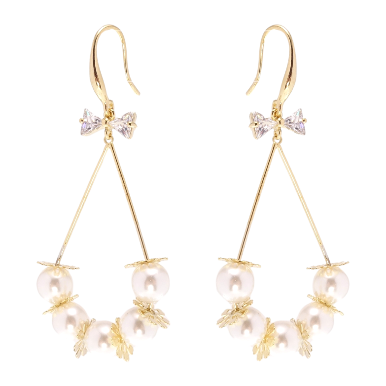 Серьги Xuping QQMM Позолота 14K французский замок Жемчужные подвески фото №9