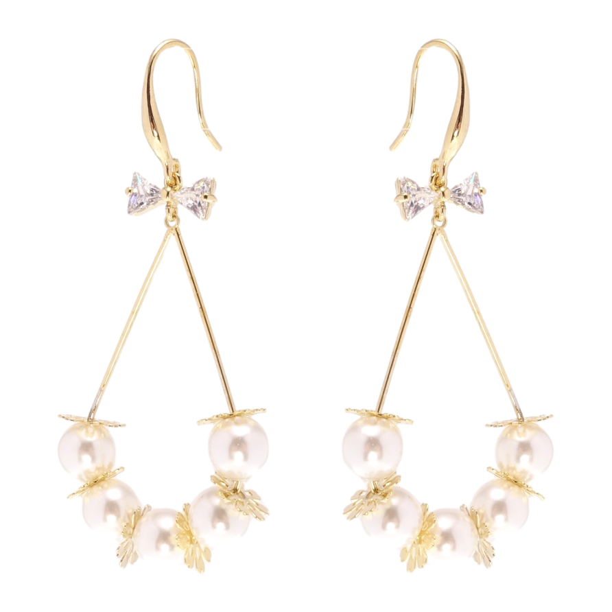 Сережки Xuping QQMM Позолота 14K французький замок Перлинні підвіски фото №1