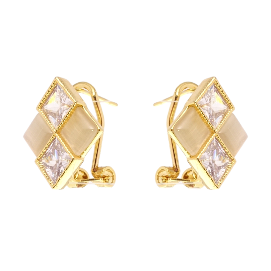 Сережки Xuping QQMM Позолота 14K італійський замок Ромби з фіанітами фото №1