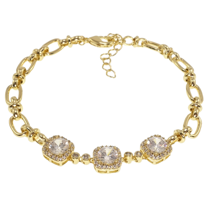 Браслет Xuping QQMM Позолота 14K Три кристали довжина з дод.ланцюжком 16-18,5см х 3-5мм фото №7