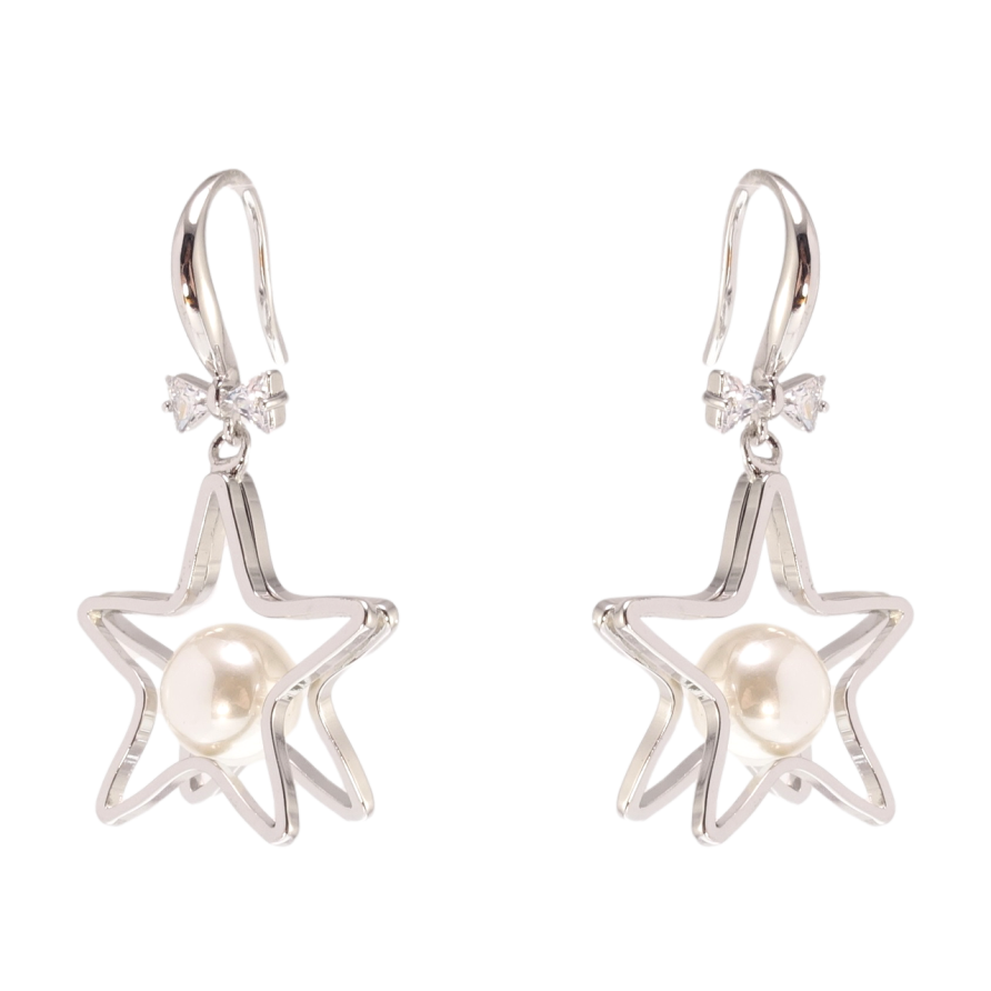 Сережки Xuping QQMM Родій французький замок Зірки з перлинами фото №1