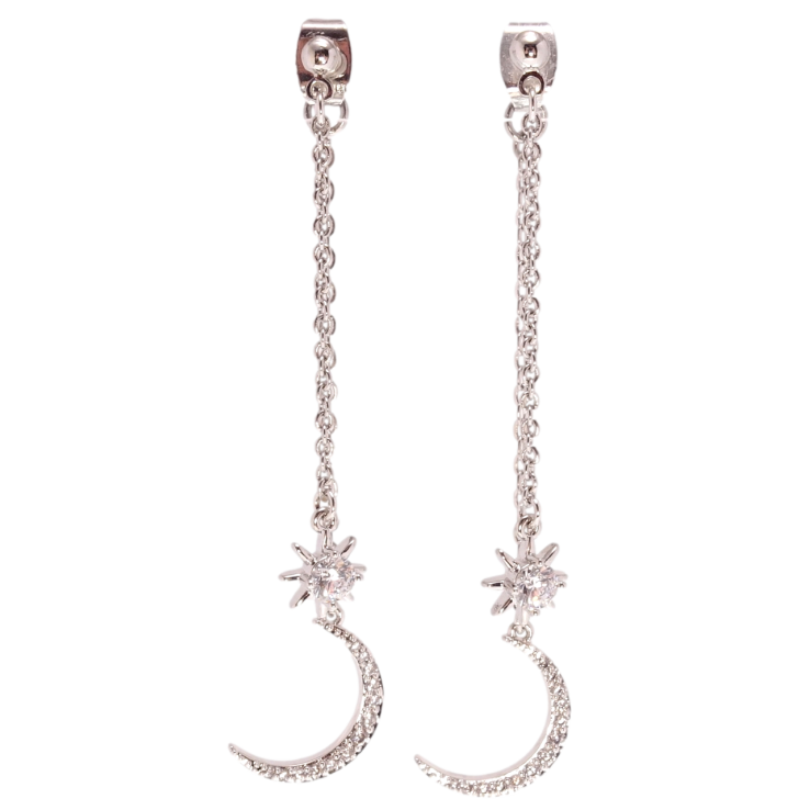 Серьги Xuping QQMM Родий пусеты Подвески полумесяц со звездой на одну сторону фото №2