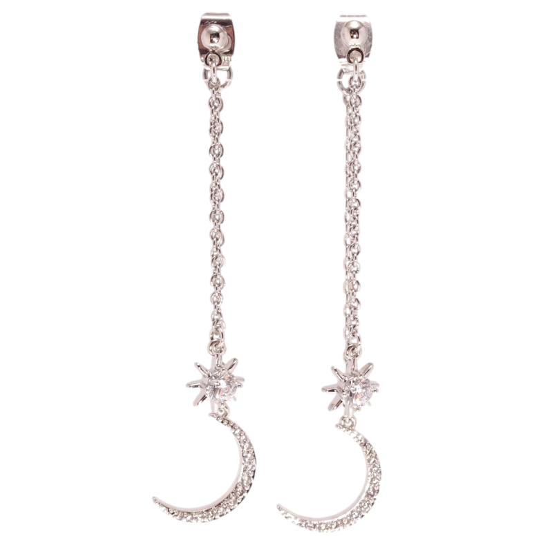 Серьги Xuping QQMM Родий пусеты Подвески полумесяц со звездой на одну сторону фото №1
