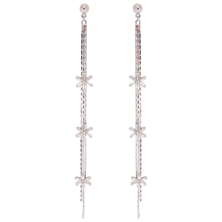 Серьги Xuping QQMM Родий пусеты Подвески с кристальными снежинками фото №13