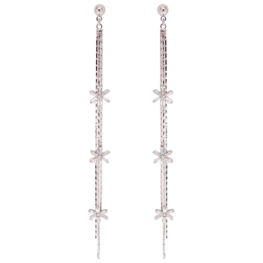 Серьги Xuping QQMM Родий пусеты Подвески с кристальными снежинками фото №1