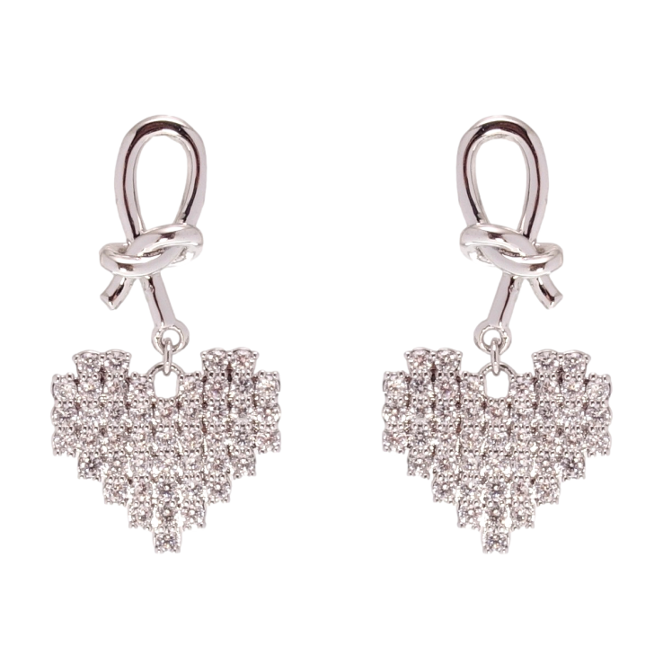 Серьги Xuping QQMM Родий пусеты Сердечки инкрустация цирконием фото №8