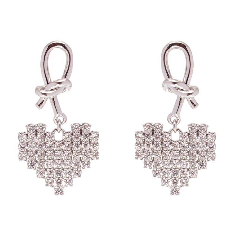 Сережки Xuping QQMM Родій пусети Сердечка інкрустація цирконієм фото №1