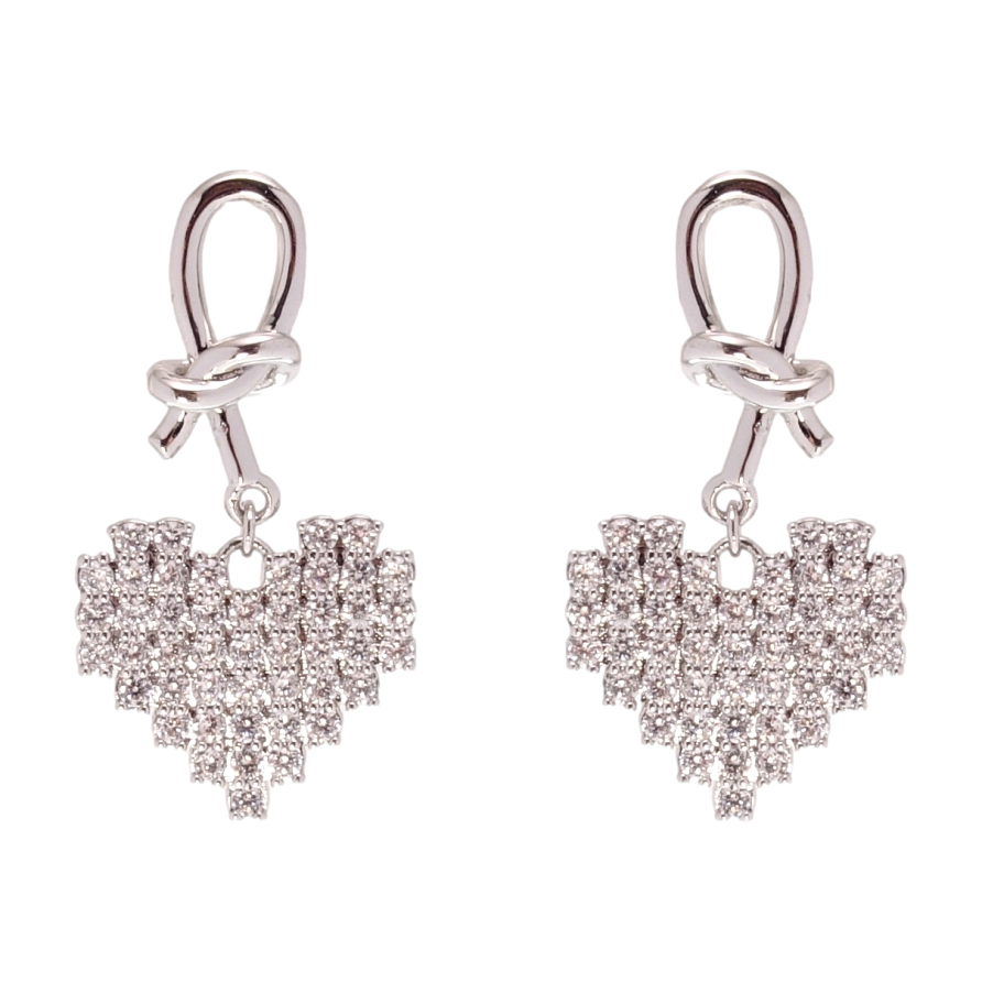 Серьги Xuping QQMM Родий пусеты Сердечки инкрустация цирконием фото №1