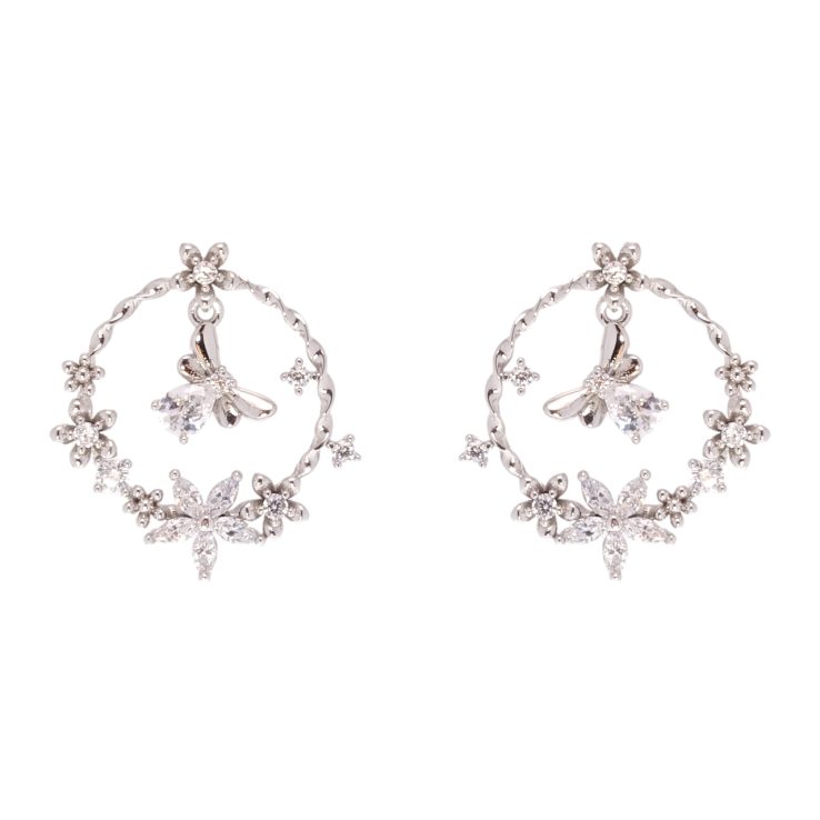 Серьги Xuping QQMM Родий пусеты Цветочные колечки с мушками фото №6