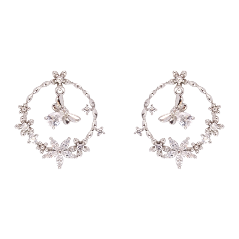 Сережки Xuping QQMM Родій пусети Каблучкаві колечки з мушками фото №1