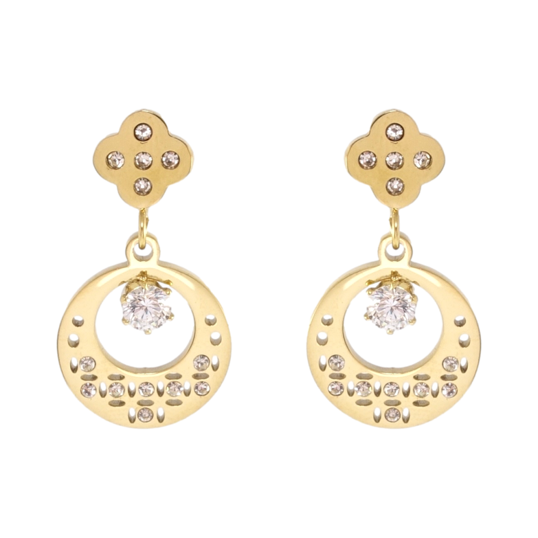 Сережки Xuping TTM Stainless Steel колір 14K пусети Підвіски зі вставками цирконію фото №1