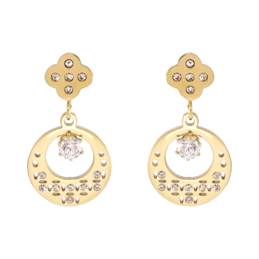 Сережки Xuping TTM Stainless Steel колір 14K пусети Підвіски зі вставками цирконію фото №1