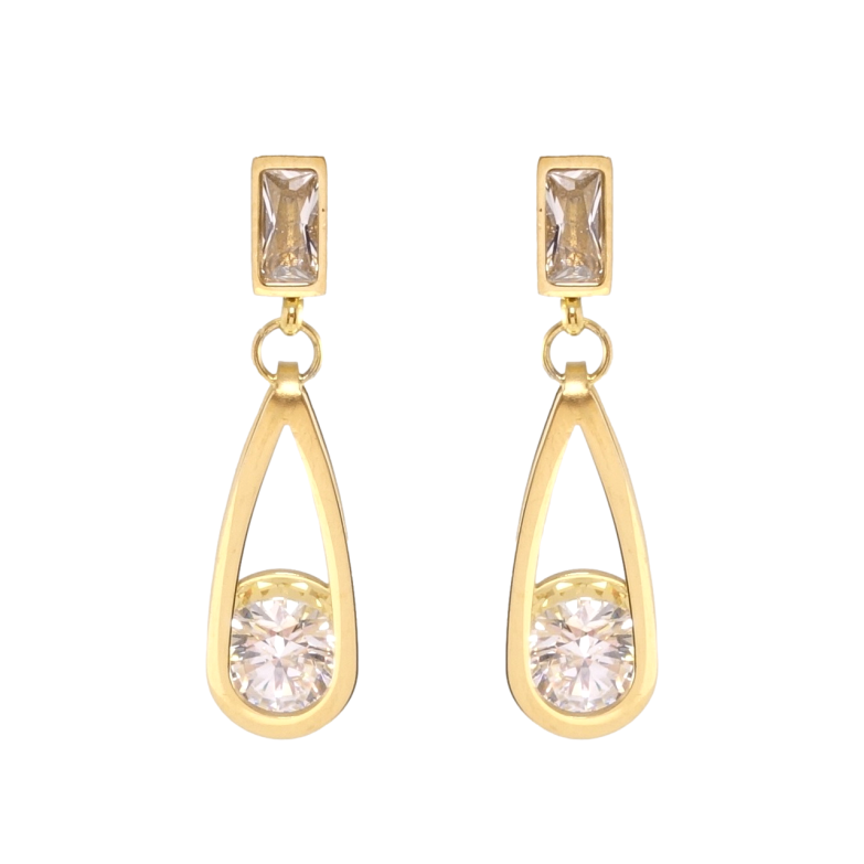 Сережки Xuping TTM Stainless Steel колір 14K пусети Підвіски з цирконієм фото №2